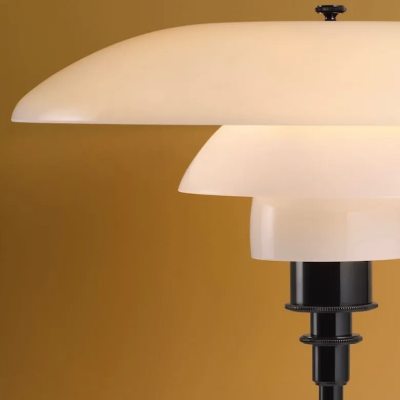 PH 3½-2½ Golvlampa glass/black metalised