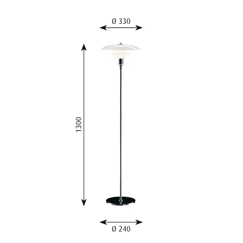 PH 3½-2½ Golvlampa glass/chrome