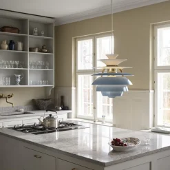 PH Snowball taklampa Dusty blue/brass