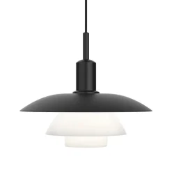 PH 5/5 taklampa black metal/white opal glass