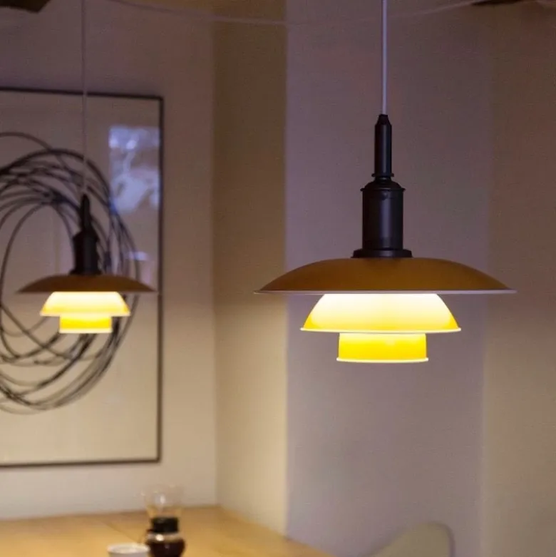 PH 3½-3 Taklampa yellow/silkesmatt brown, copper