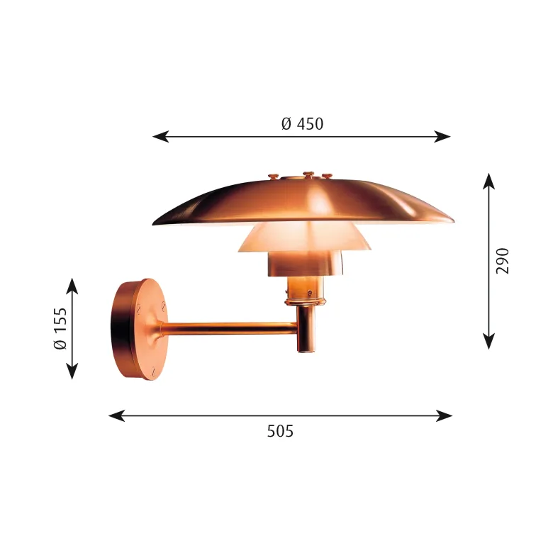PH Vägglampa Utebelysning copper
