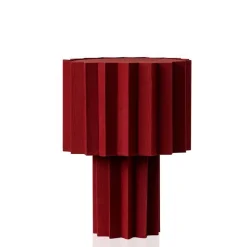 Plissé bordslampa röd textil
