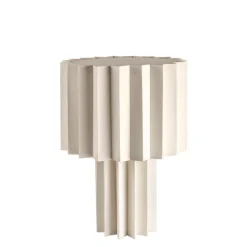 Plissé bordslampa vit textil