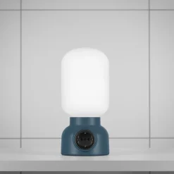 Plug lamp bordslampa puderblå