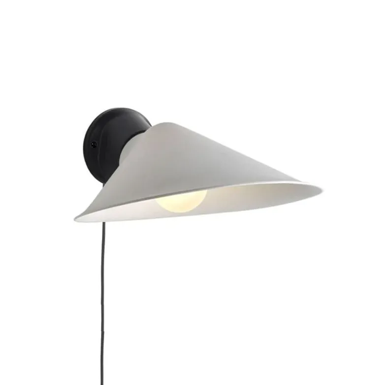 Plume vägglampa kabel med brytare svart/porslin