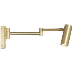 Puck med arm vägglampa fast installation mattborstad mässing
