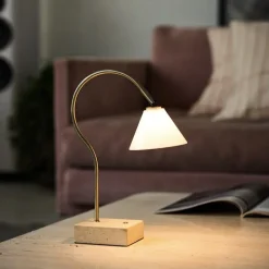 Question portabel bordslampa antik/opal
