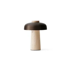 Reverse portabel bordslampa Sand Travertine/bronzed aluminium