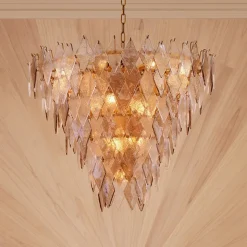 Rhombus Large Chandelier taklampa Antik mässing/glas