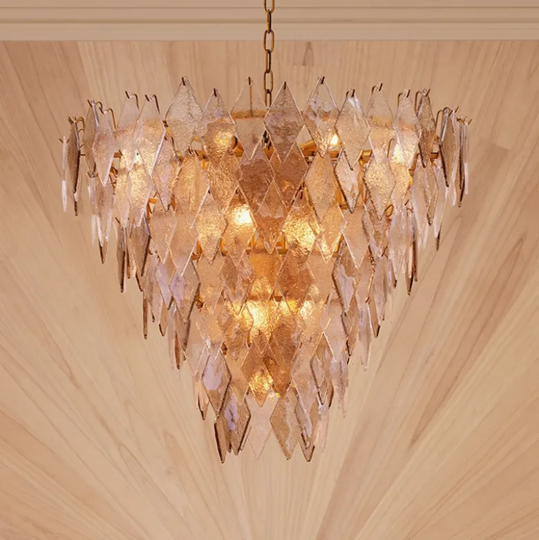 Rhombus Large Chandelier taklampa Antik mässing/glas