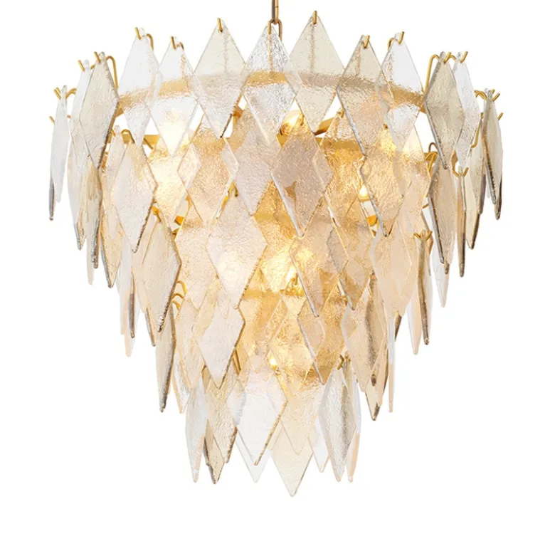Rhombus Small Chandelier taklampa Antik mässing/glas