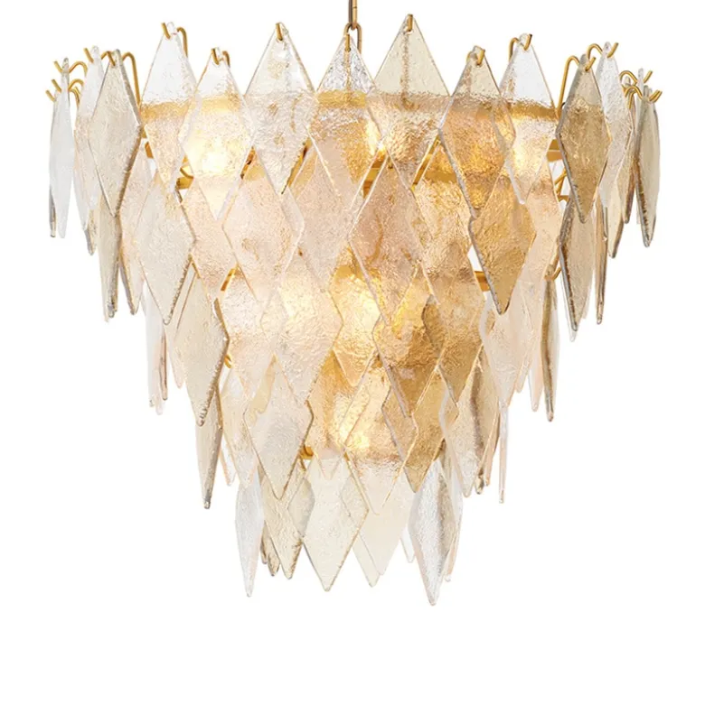 Rhombus Small Chandelier taklampa Antik mässing/glas