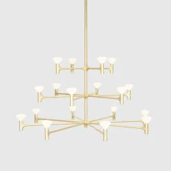 Root three-tier large chandelier solid brass