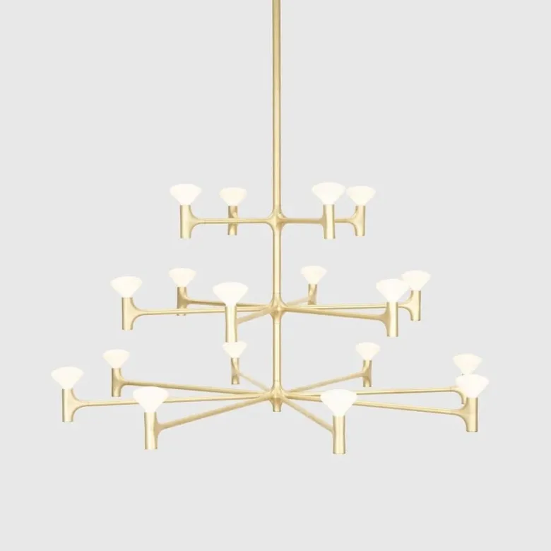 Root three-tier large chandelier solid brass
