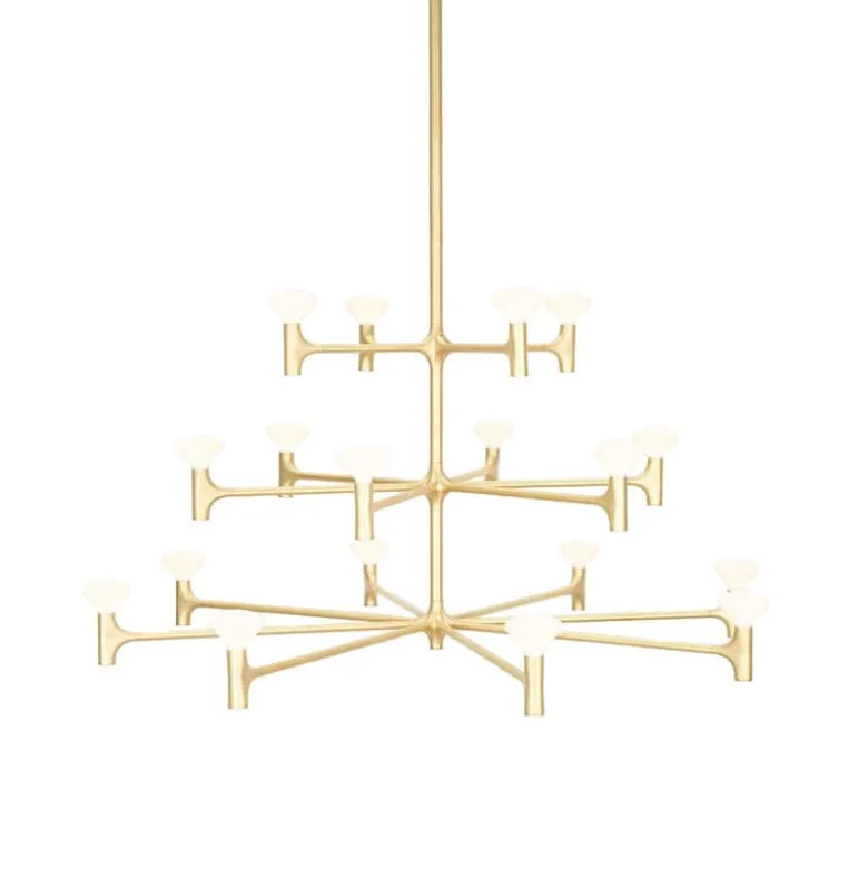 Root three-tier large chandelier solid brass