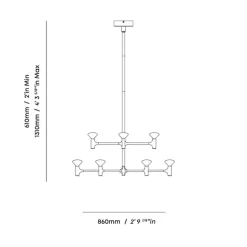 Root two-tier medium chandelier solid brass