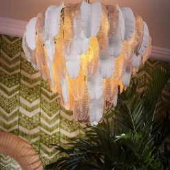 Saint Lucia Large Chandelier taklampa Antik mässing/klart glas/vit keramik
