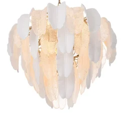 Saint Lucia Small Chandelier taklampa Antik mässing/klart glas/vit keramik