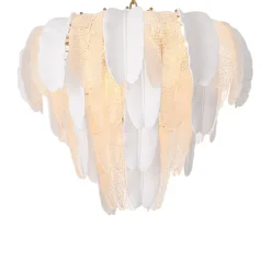 Saint Lucia Small Chandelier taklampa Antik mässing/klart glas/vit keramik