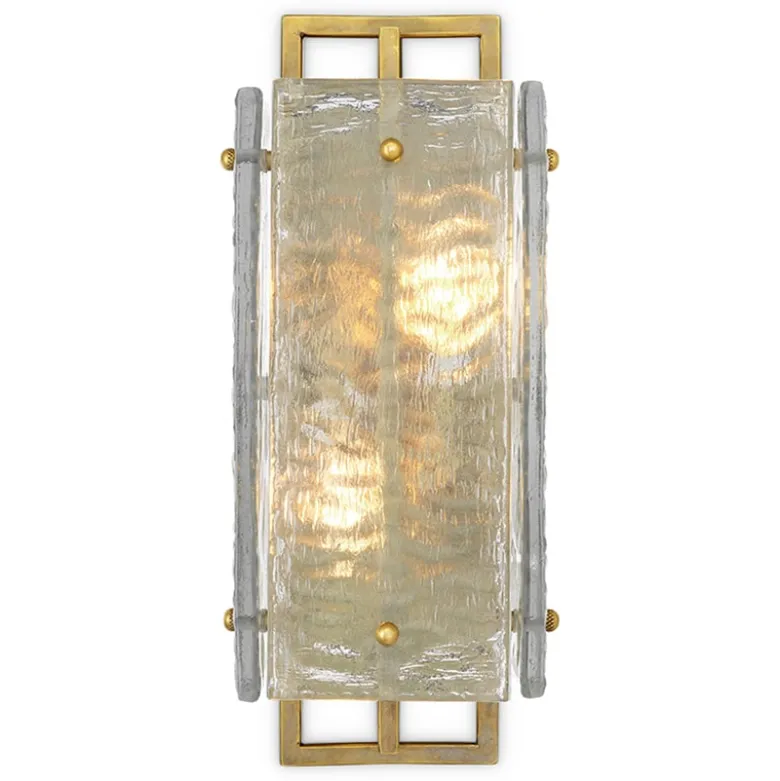 Solare Vägglampa Antik mässing/glas