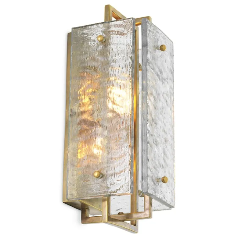 Solare Vägglampa Antik mässing/glas