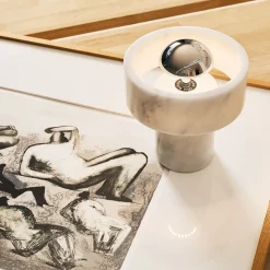 Stone portabel bordslampa silver