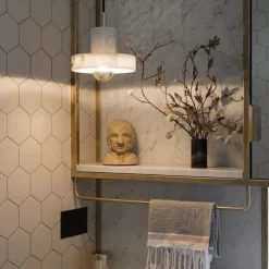 Stone taklampa marmor/guld