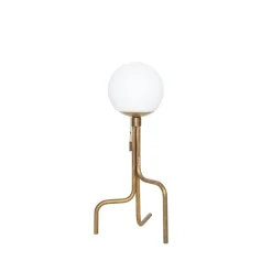 Strapatz glob bordslampa råmässing/matt opalglas