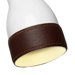 Talk bordslampa vit/brunt läder
