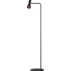 Talk golvlampa svart strukturlack/brunt läder