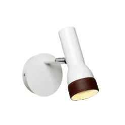 Talk vägglampa fast installation vit/brunt läder