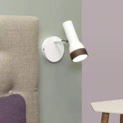 Talk vägglampa fast installation vit/brunt läder