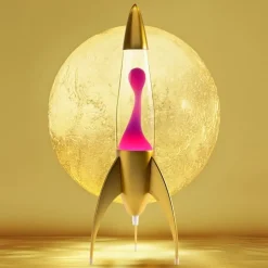 Telstar guld lavalampa klar med rosa lava
