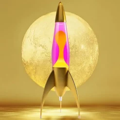 Telstar guld lavalampa rosa med gul lava
