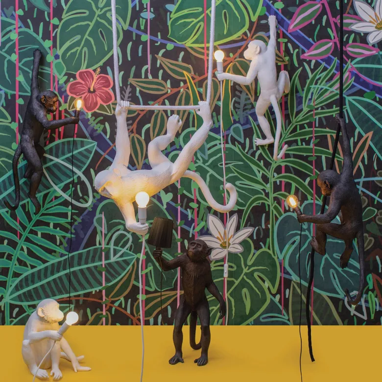 The Monkey Lamp swing Taklampa vit