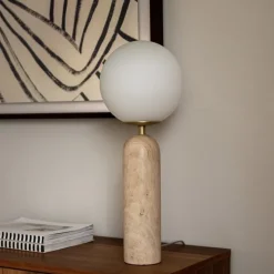 Torrano bordslampa travertin/borstad mässing