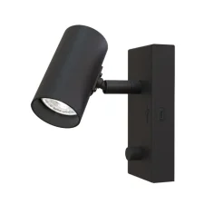 Tyson vägglampa USB-C höger sladd ner svartstruktur