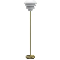 Valencia golvlampa mattvit/mässing