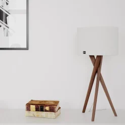 Vega bordlampa valnöt/vit