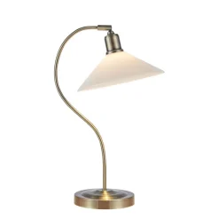 Vela bordslampa antik mässing/opalvit