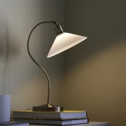 Vela bordslampa antik mässing/opalvit
