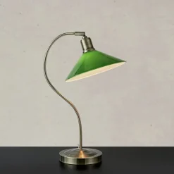 Vela bordslampa antik mässing/grön