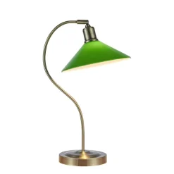 Vela bordslampa antik mässing/grön