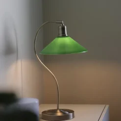 Vela bordslampa antik mässing/grön