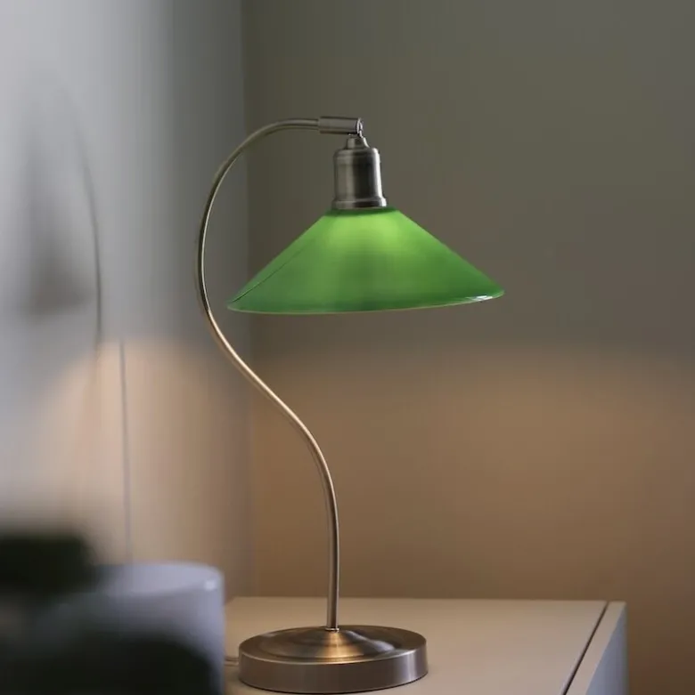 Vela bordslampa antik mässing/grön