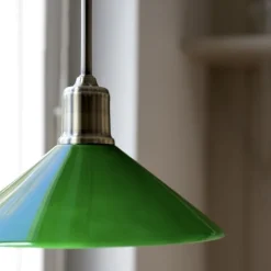 Vela taklampa antik mässing/grön