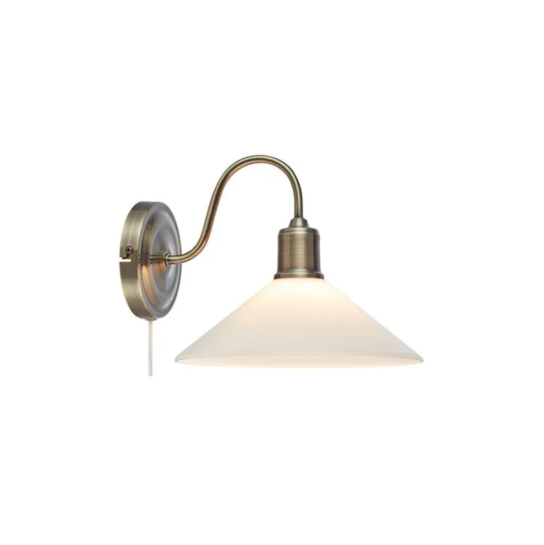 Vela vägglampa antik mässing/opalvit