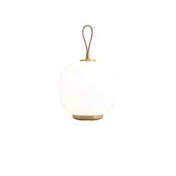 VL 45 Radiohus portable bordslampa Brass/Glossy White Opal