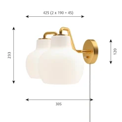 VL RING CROWN Vägglampa 2 opalglass/brass